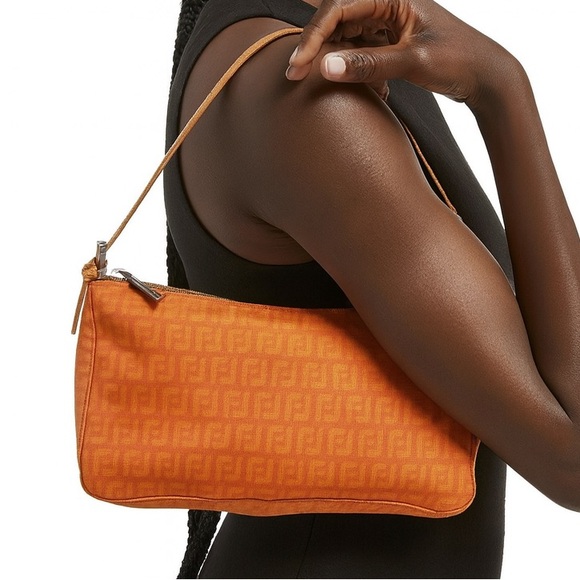 Fendi Handbags - Vintage FENDI Orange Monogram FF Zucca Logo Canvas Pochette Shoulder Bag…